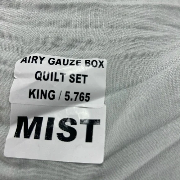 NWT QUINCE Organic Airy Gauze Box Quilt Set King/Cal King Mist 6592 - Picture 8 of 14